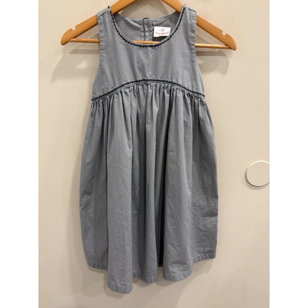 Hanna Andersson Gray Cotton Sleeveless Ric-Rac Trim Dress Size 10 Girls Preppy